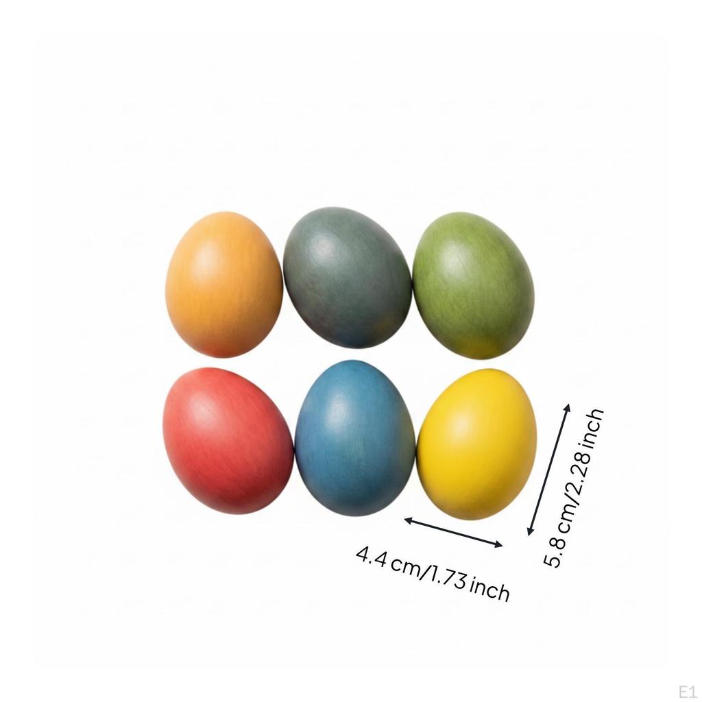 6 Pieces Wooden Easter Eggs Decorative Egg Smooth Painted for Decorators, Crafters,