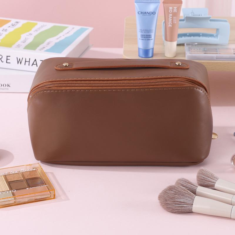 Stylish High-Grade PU Leather Makeup & Toiletry Travel Bag with Large Capacity