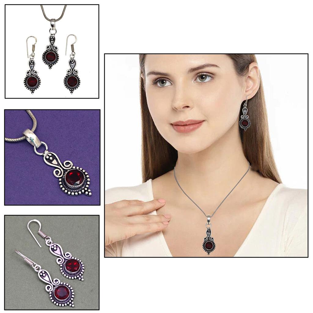 Pendant Garnet   Sterling Jewelry Gemstone Plated Gold Natural Red