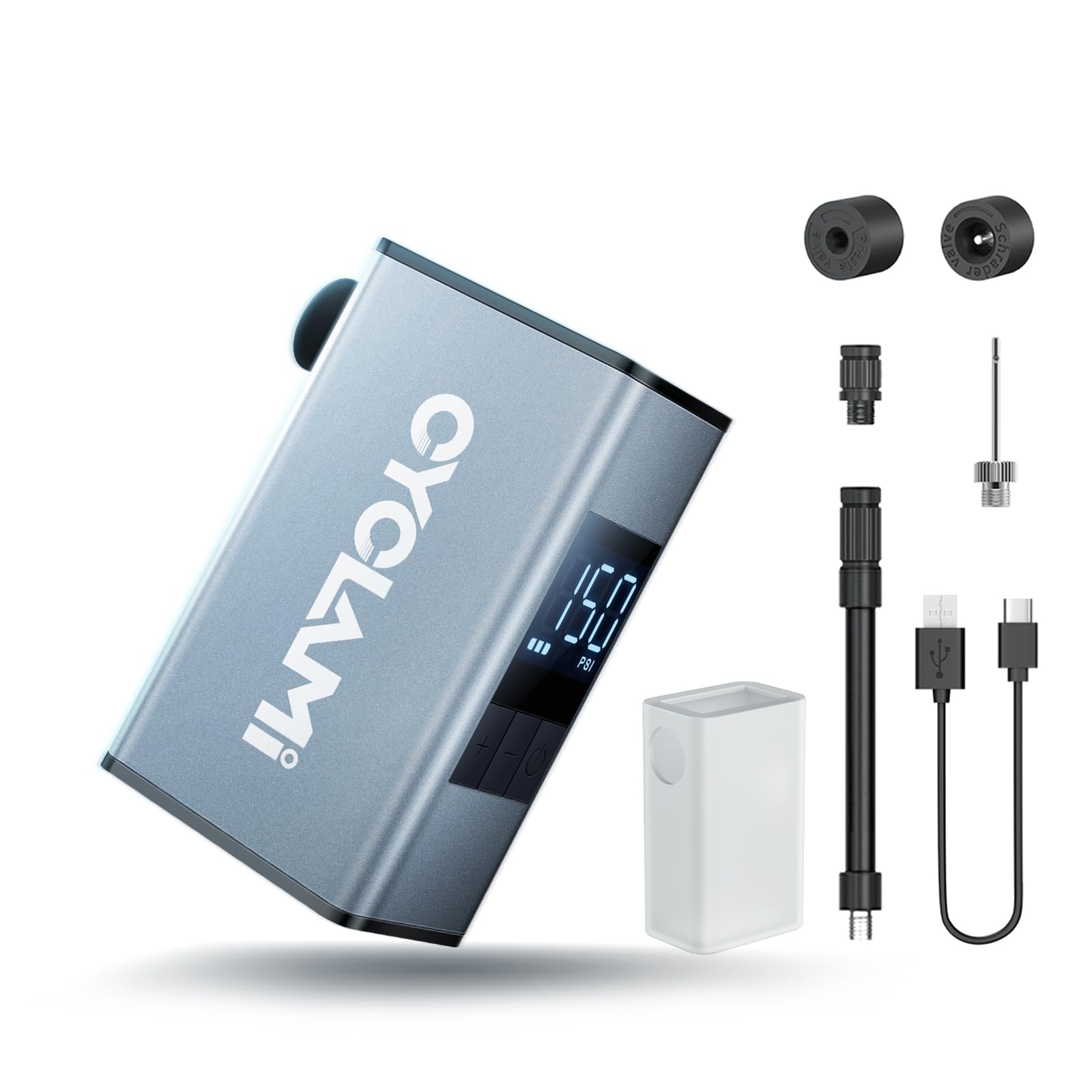 

CYCLAMI Велосипедный 150 PSI Давление Портативный Электрический Совместимый со Шредером и Престой Перезаряжаемый Насос, Дисплей, Насос, Компактный, Клапаны, Легкий,