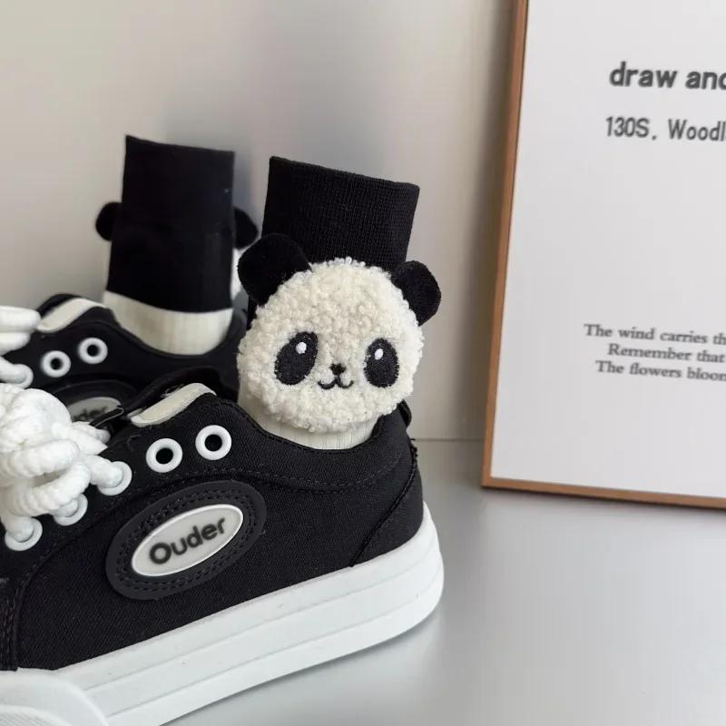 Pure Cotton Cute Socks Designer Panda Women Socks Kawaii Funny Black White Middle Tube Socks
