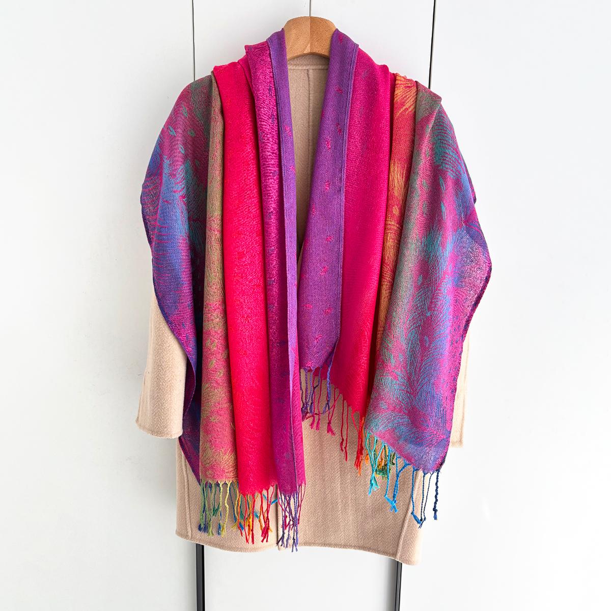 

Ethnic Style Long Scarf Rainbow Gradient Tassel Shawl Women S Headscarf Embroidered Cashew Nut Colorful Wrap Versatile Accessory 70x180cm