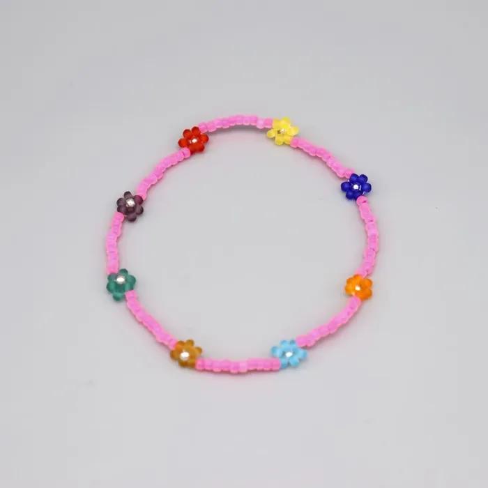 Flower Crush Multi-Color Beads Bracelet Smile Charm Multi-Color Flower Bead Bracelet