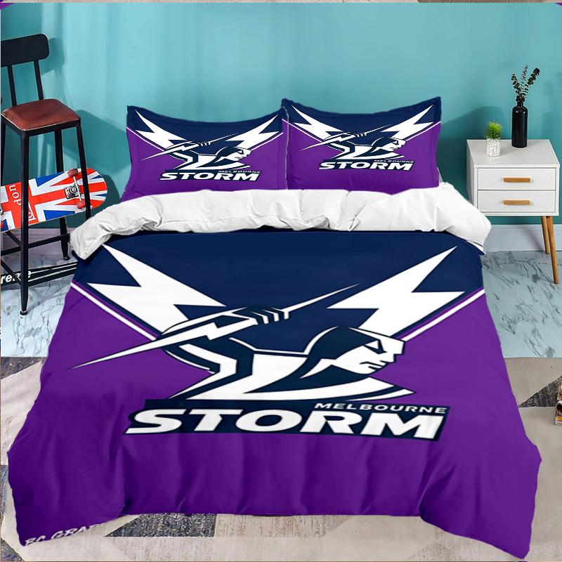 Melbourne Storm Team 3PCS Bedding set,Ideal for 1pc Duvet Cover And 2pcs Pillowcases Perfect for Fan gift,Ideal for Bedroom, Dormitory