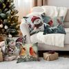 Christmas Snowman Cardinals Pillowcase Printed Polyester 45X45Cm Throw Pillowcover Decorative Sofa Cushion Pillowslip Home Decor