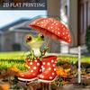 Niedlicher Frosch mit rotem Regenschirm, 2D flaches Acryl, Dekoration, geeignet für Garten, Blumentopf, Geschenk, Weihnachten, Halloween