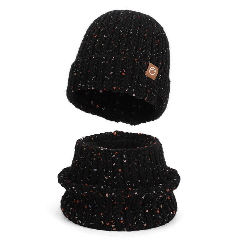 Winter Hat Scarf Set Women's Outdoor Velvet Warm Knitted Hat Ear Protection Head Wool Hat