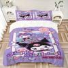 3pcs Kuromi's Birthday Celebration Quilt Set Cartoon Themed Bed Quilt Set Lovely Character Bedroom Decor Bed Quilt Set Four Seasons (1 Cover + 2P