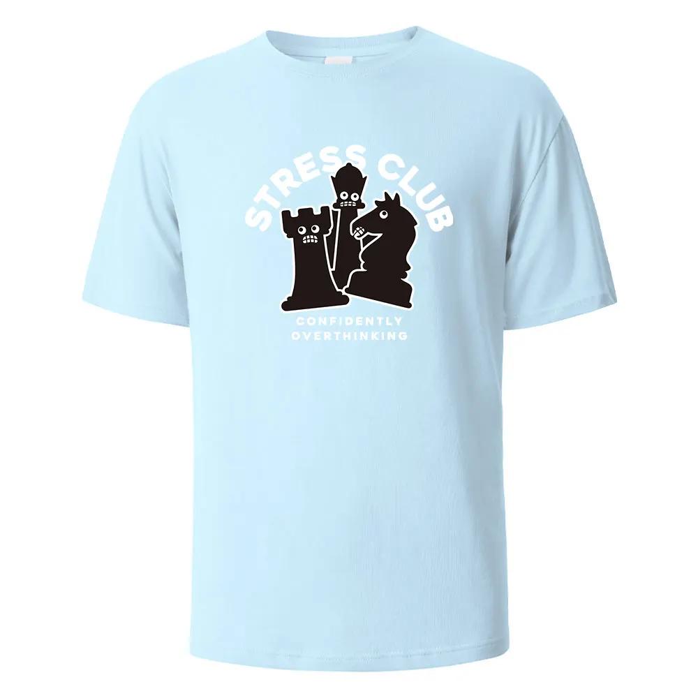 Stress Club Print T-Shirt 100% Cotton Summer Tees For UnisexOversize Casual Tops