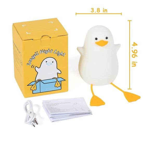The Purple Tree Acrylonitrile Butadiene Styrene Cute Duck LED Night Lamp, Kids Room Light with Timer, Touch Control, Rechargeable, Seagull Lamp, Gifts
