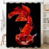 Goldfish Print Shower Curtain Waterproof Fabric Large Size Home Decor Bathroom Accessory for Pets Bathing Room Black Background