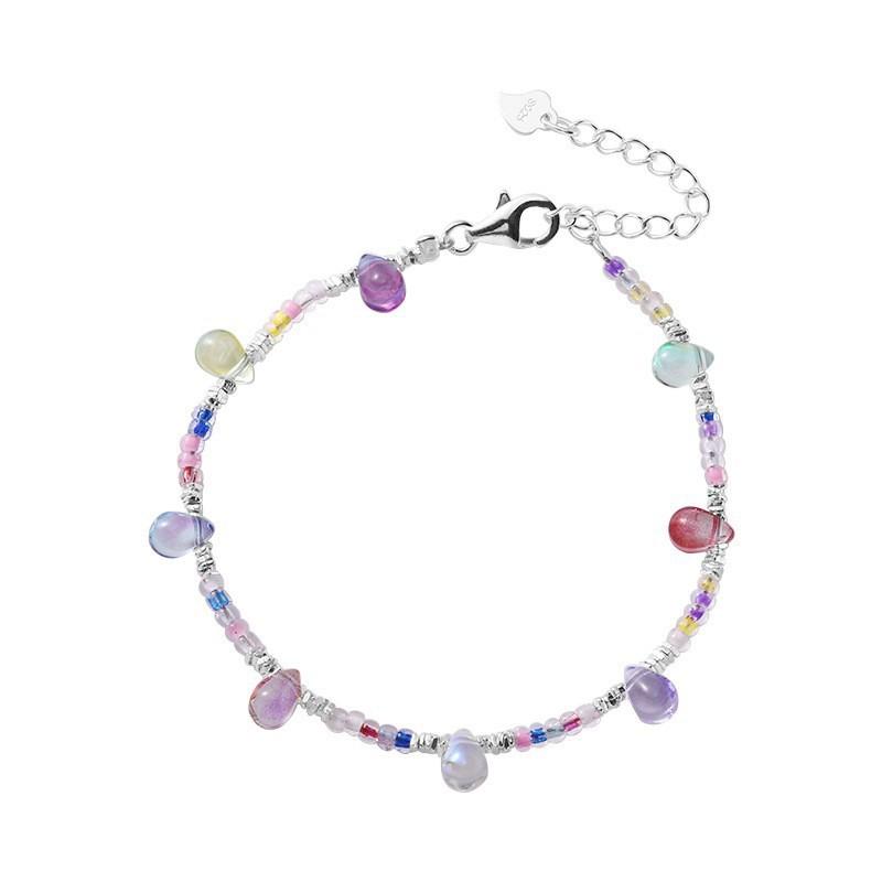 Sterling Irregular Crystal Pearl Charm Bracelet Women Minimalist Handmade Fashion Stackable Accessory