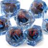 7 Pcs Blue Eyeball Blue Number Sharp Edge Resin Dice Polyhedral Dice Suitable for Role-Playing RPG Board Game