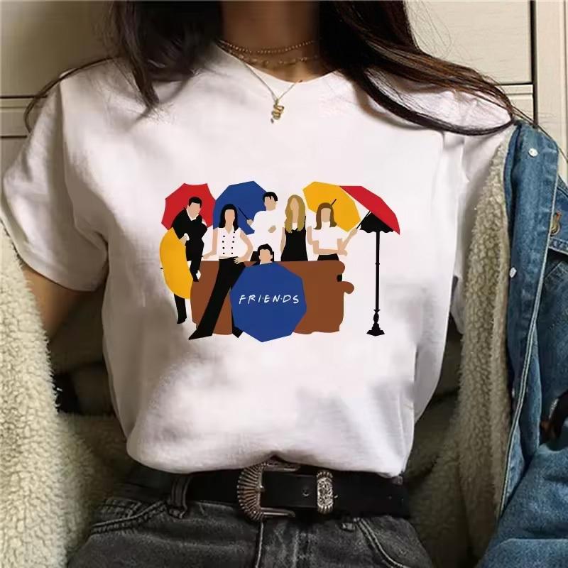 Friends Tv Shirt Women Vintage 2000s Graphic Trendy Breathable Graphic Harajuku Hip Hop University Anime Aesthetic Pop Culture