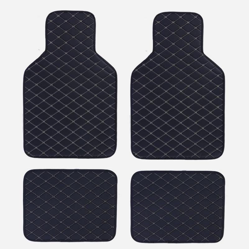 4pcs Car Floor Mats Waterproof PU Leather Universal Car Mats, Simple Design For Men And Women, Car Interior Accessories