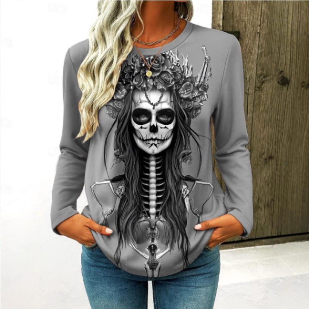 Women's Fashion Printed Top Casual Loose Long Sleeve Crew Neck T-Shirts Women’s
