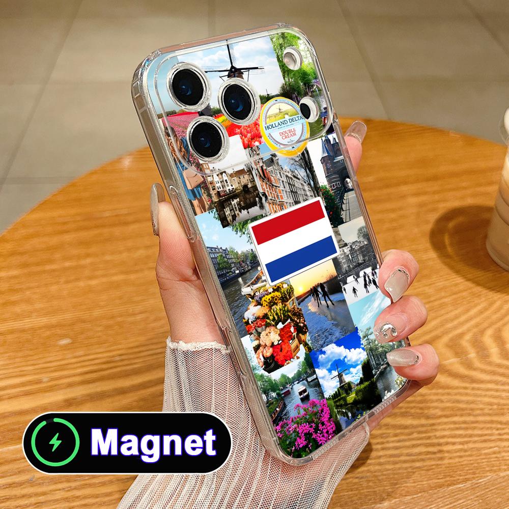 

Netherland Dutch Flag Clear TPU Magsafe Mobile Phone Case for iPhone 17 16 15 14 13 12 11 Air Pro Max Plus Mini Colorful Cover iPhone 11 Pro Max