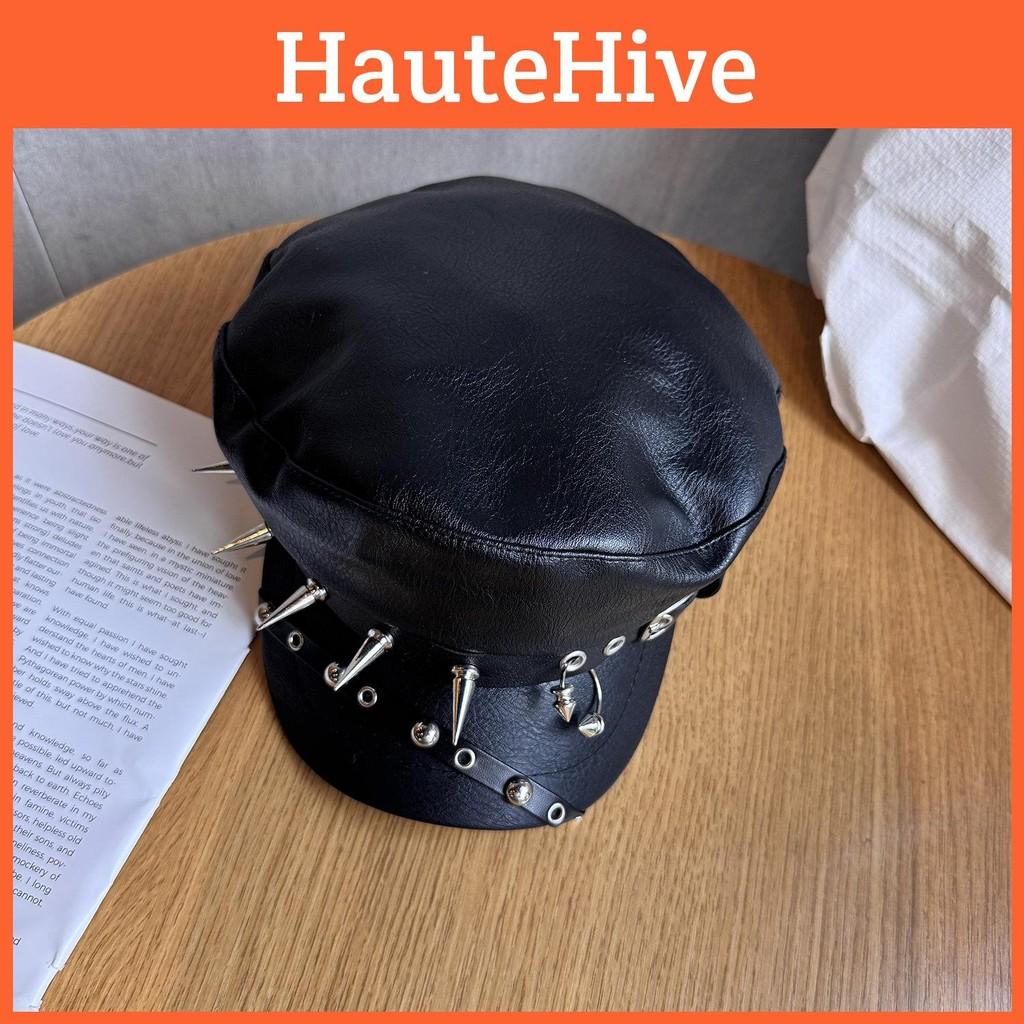 Color Rivet Solid Alternative Streetwear Flat Top Hat Waterproof Punk Fans Goth