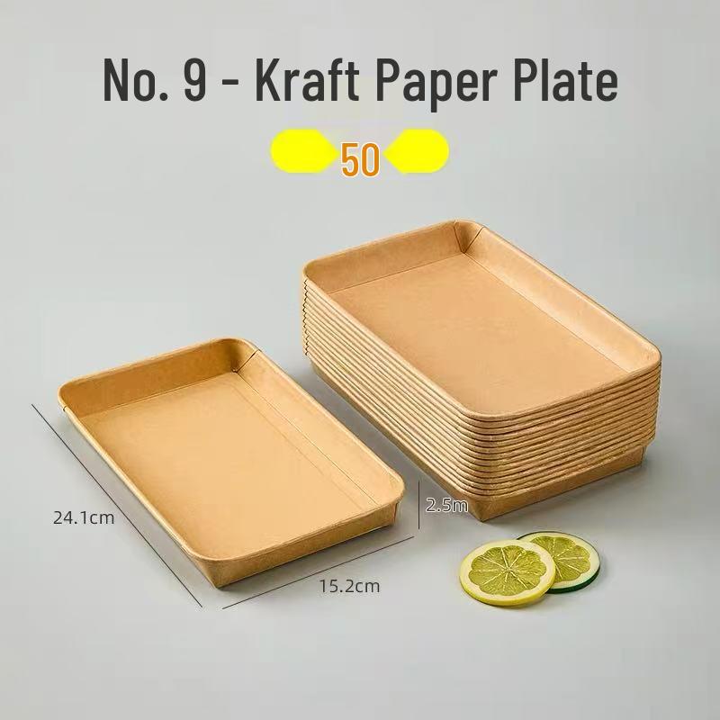 Einweg-Kraftpapier-Essteller - Rechteckig/Quadratisch, Lebensmittelqualität für BBQ, Picknick, Party.