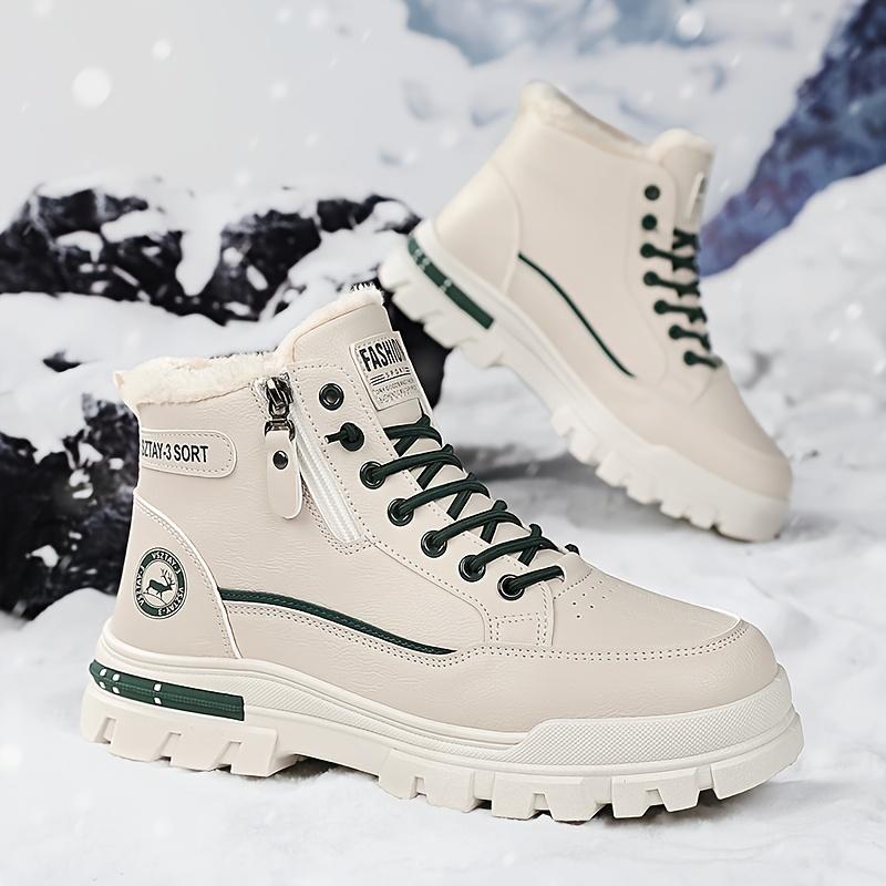 Pánské sněhule ve vintage stylu - Ležérní zimní boty do půli lýtek se šněrováním, kulatou špičkou a odolnou PVC podrážkou, Zimní boty