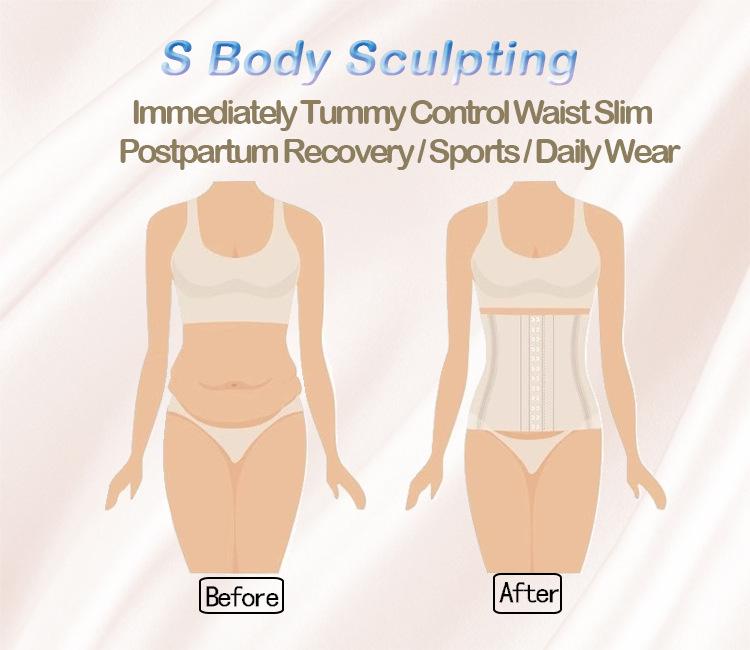 Luxurious Hourglass Waist Cincher: Abdominal Binder with Breast Support, 10 Steel Bones, 4 Rows, 13 Hooks for Postpartum Body Shaping.