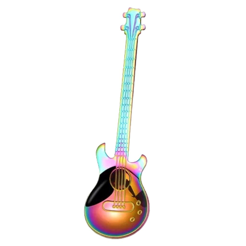 Guitar Coffee Spoon Stainless Steel Dessert Ice Cream Spoon Tea Spoon Coffee Accessories Rainbow Flatware Drinking Tools