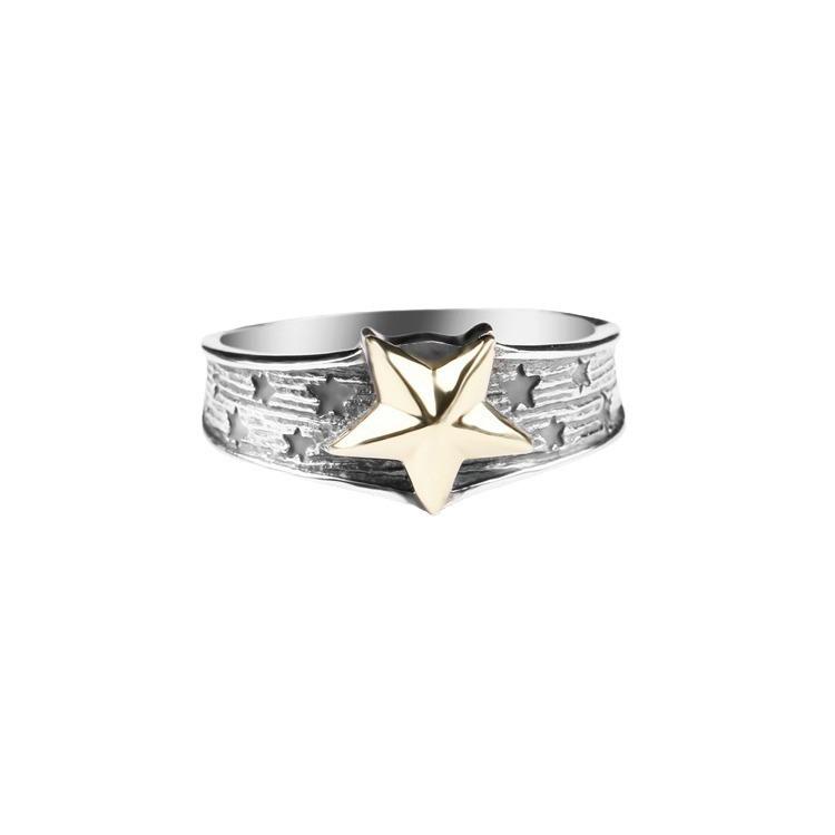 Men's Retro Five-Pointed Star Ring - Trendy European American Style