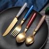 Light luxury Nordic gold-plated western tableware household western restaurant knife four-piece set thickened stainless steel knife, fork