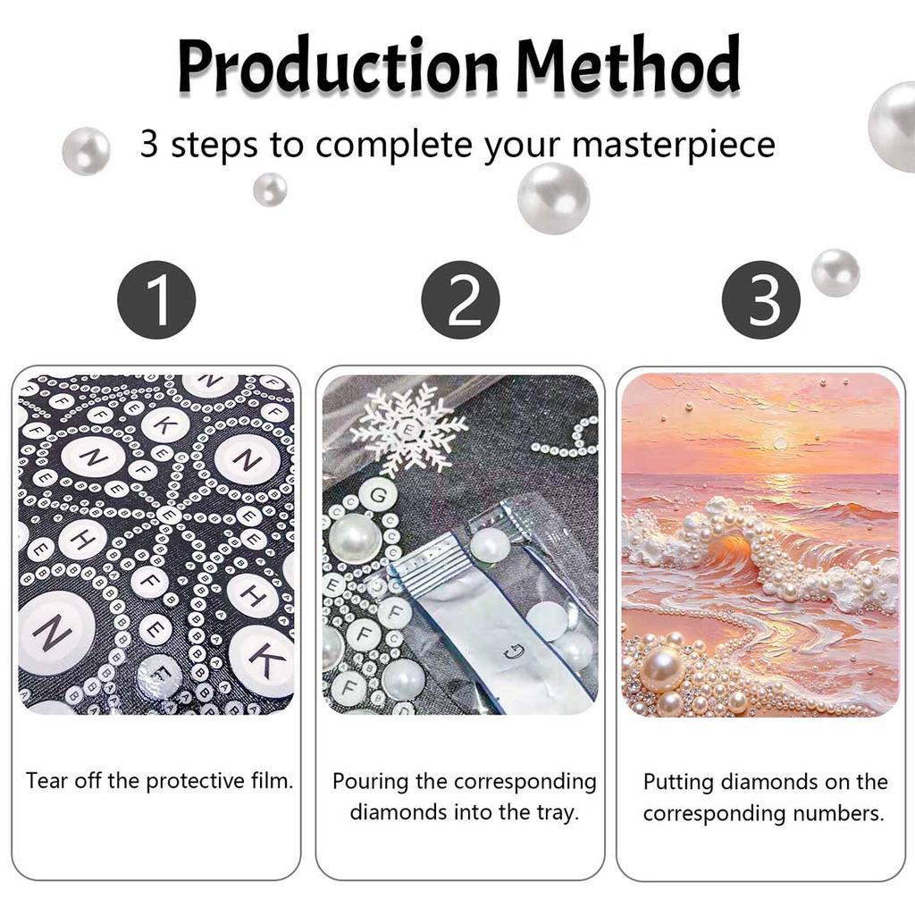 5D DIY Pearl Art Kit Sunset Ocean Waves Decor Home Wall Decoration