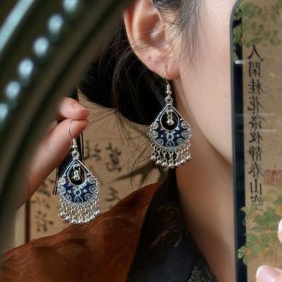 New Chinese Style Ear Hook Ethnic Style Antique Antique Style Elegant Ear Clip Fresh and Smart Atmosphere Niche Earrings