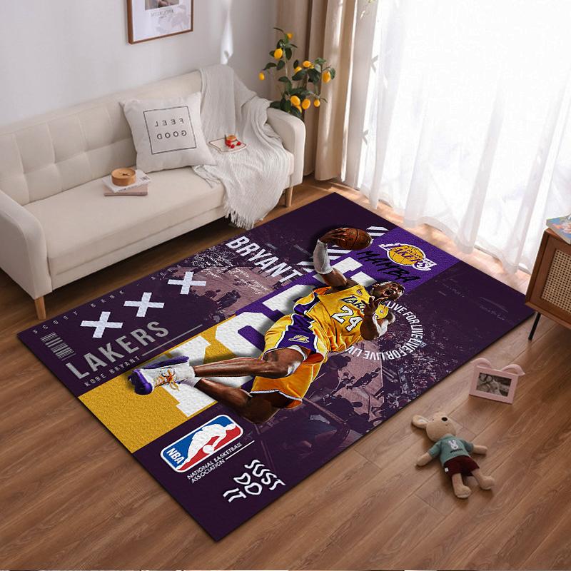 Kobe Bryant Lakers Themed Basketball Rug Non-slip rug suitable for living room and bedroom sofas.