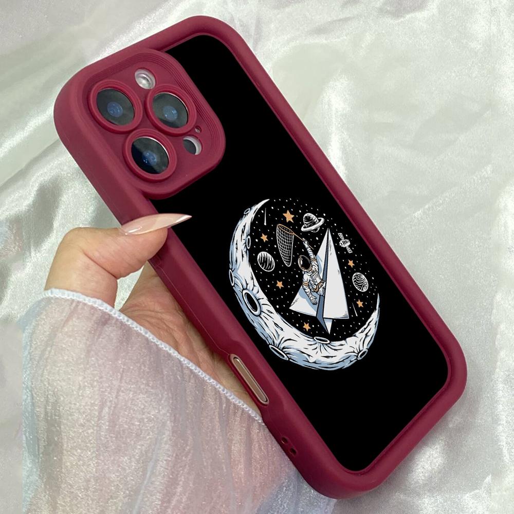 JT27 Astronaut Catching Stars On the Moon Illustration Realme Huawei Honor Infinix Tecno Itel Motorola Google All Model Angel Eyes Soft TPU Phone Case