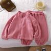 Children's Fleece-Lined Two-Piece Set for Autumn/Winter - Korean Style for Boys and Girls