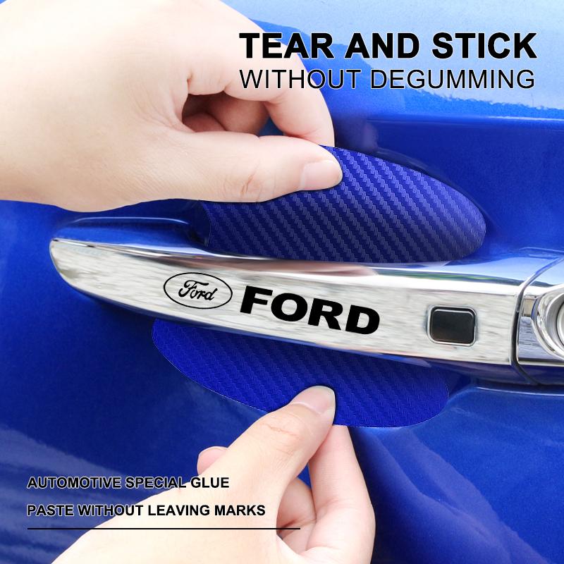 Car Door Sticker Carbon Fiber Scratches Auto Handle Protection Film For Ford F150 F250 Edge Escape Transit Fusion