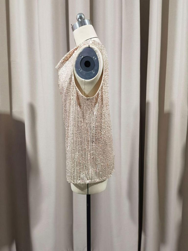 V-Neck Sequin Loose Pullover Tube Top - Sexy Fashion Short Vest for Women