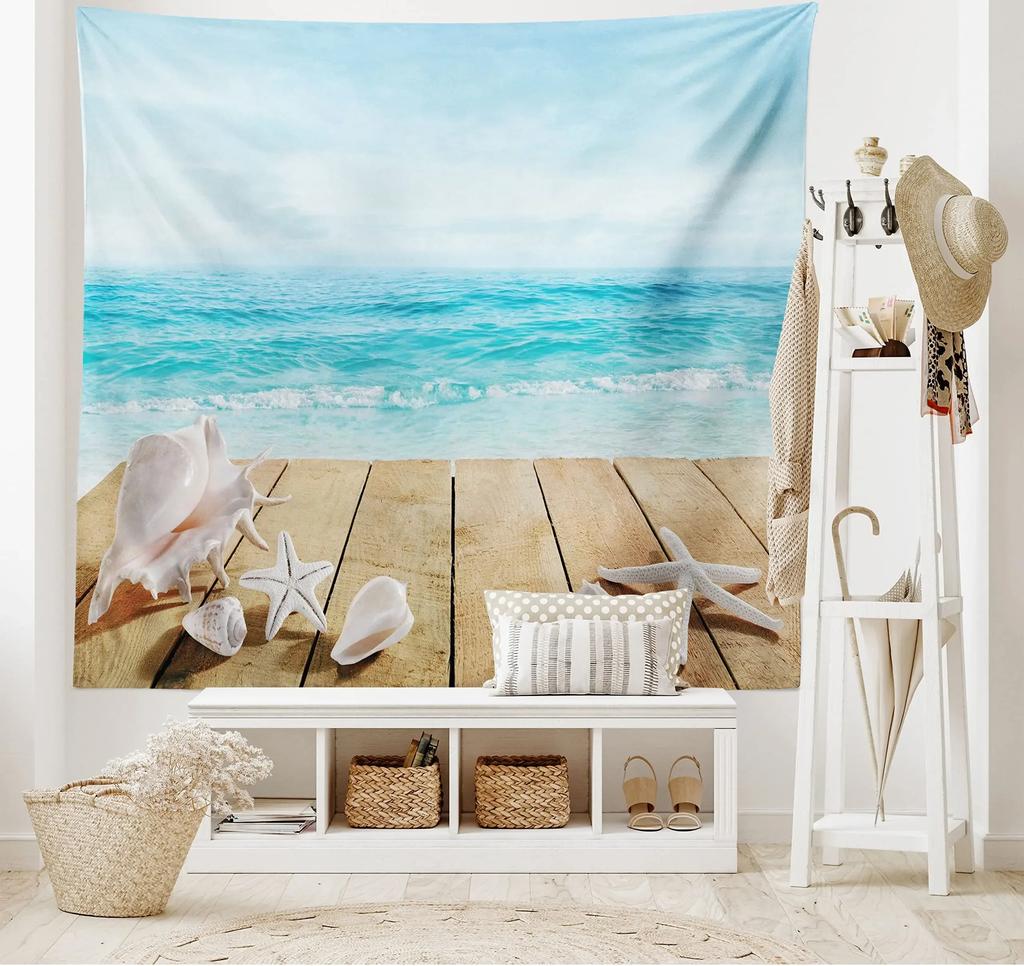 Starfish Seashells Tapestry Sea Creatures Tapestry Beach Blue Ocean Tapestry Wall Hanging Bedroom Living Room Dorm Decoration