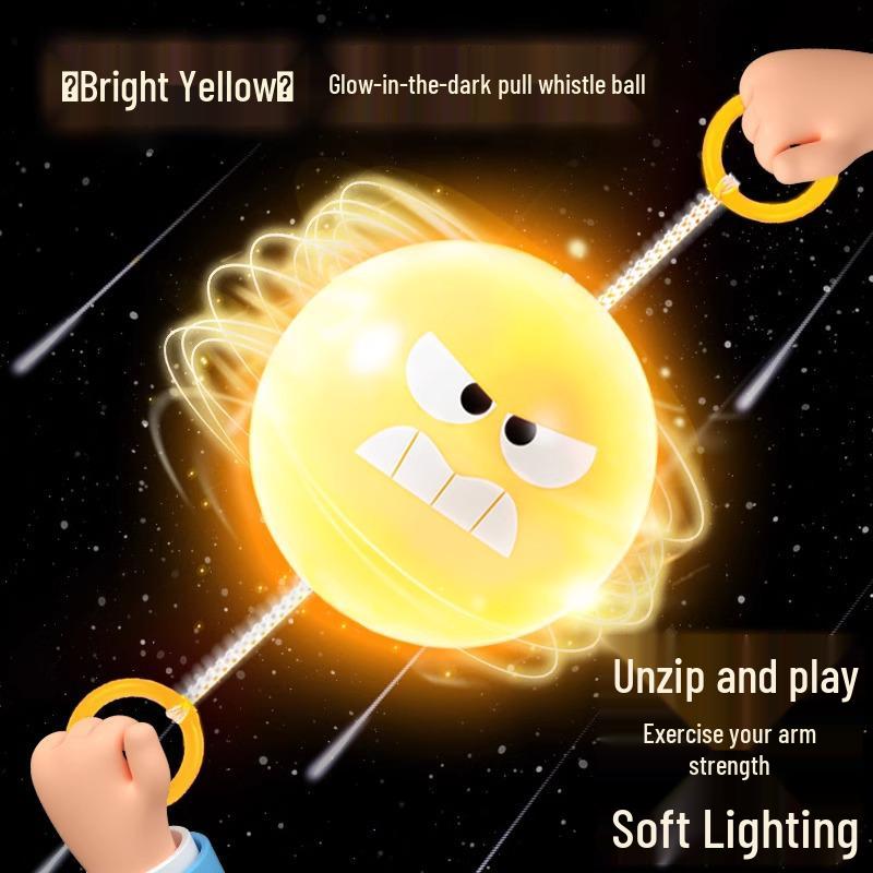 Luminous Rotating Whistle Ball - Creative Pull String Toy for Kids