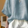 Women Tops Round Neck Half Sleeve Loose Fit Pullover Tops Pure Color Soft Fabric Casual Blouse Daily Wear