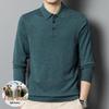 Men's Wool-Blend Cardigan: Solid Color Turn-Down Collar Knitted Sweater