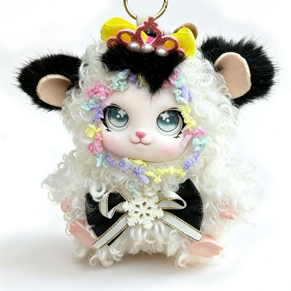 Bag Charm Rabbit Figure Pendant Hanging Style Curly Lamb Keychain Kawaii Plush Doll Pendant Girls