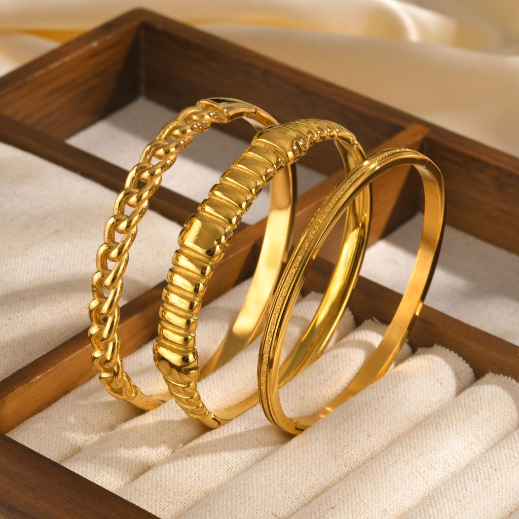 Fashion Twist Chain Stainless Steel Bangle Bracelet for Women Minimalist Vintage Irregular Cuff Bracelets Openable Jewelry Gifts