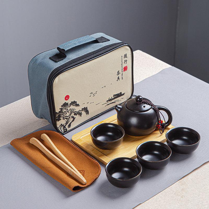 Keramická cestovní čajová souprava Kung Fu, doporučený společník, obchodní dárek, přenosná taška