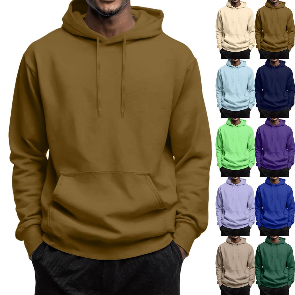 Pánská fleecová mikina s kapucí, ležérní pulovr s dlouhým rukávem na 1/4 zip