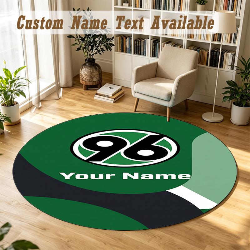 Round Rug Custom NameHannover 96 Pattern Non Slip Carpet Home Floor Decor