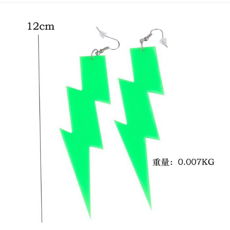 Statement Shiny Glitter Lightning Acrylic Drop Earrings For Women Punk Long Pendant Dangle Earrings Fashion Jewelry Accessories