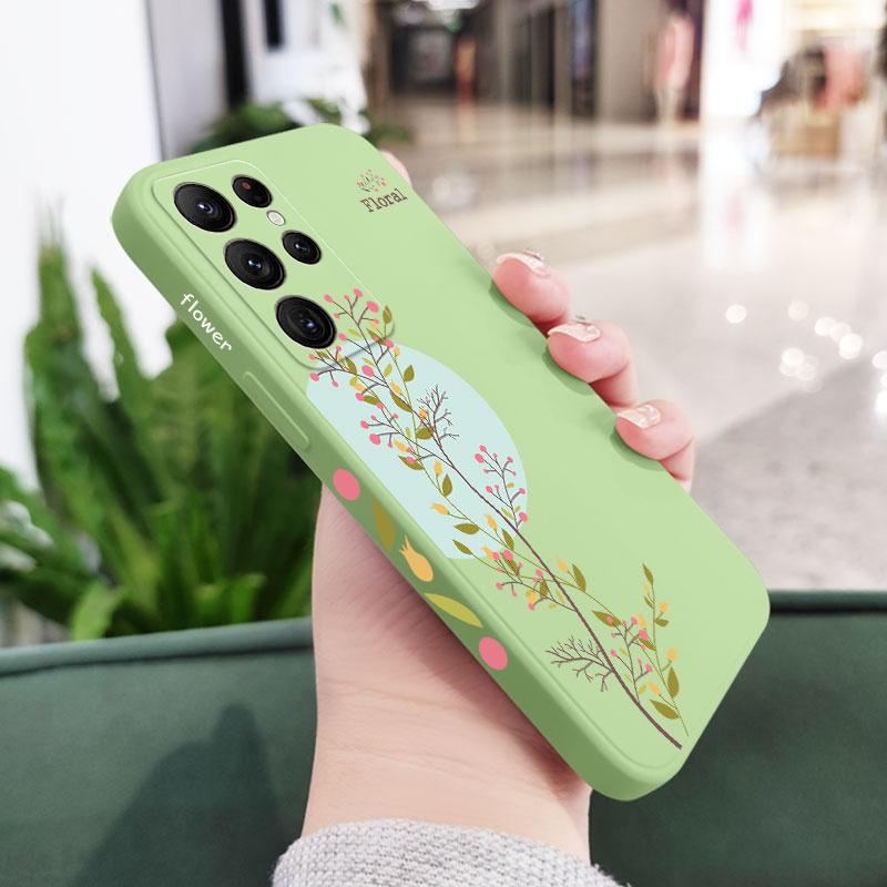 Twigs Flower Willow Phone Case For Samsung Galaxy S24 S23 S22 S21 S20 Ultra Plus FE S10 S9 S10E Note 20 ultra 10 9 Plus Cover