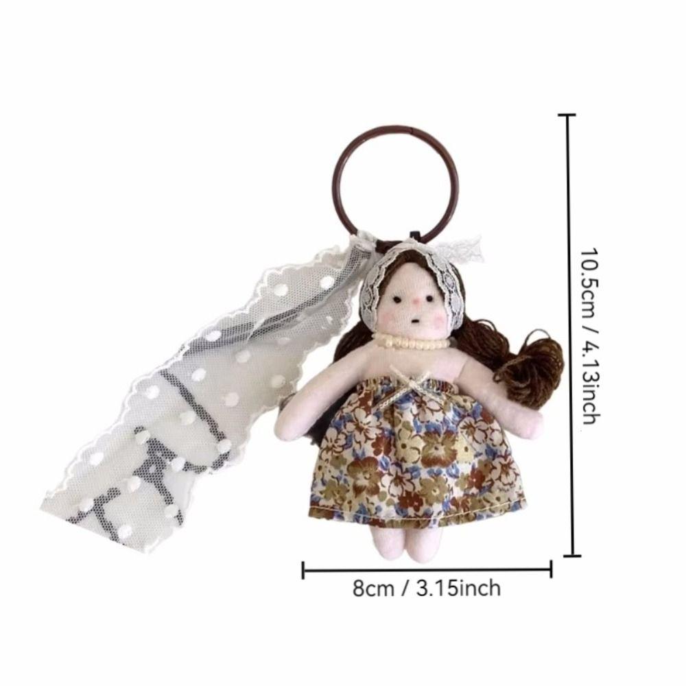 Cute Princess Girl Shaped Girl Keyrings Car Pendant with Lace Florals Dress Girl Shaped Bag Ornament Girl Shaped Keyring Key