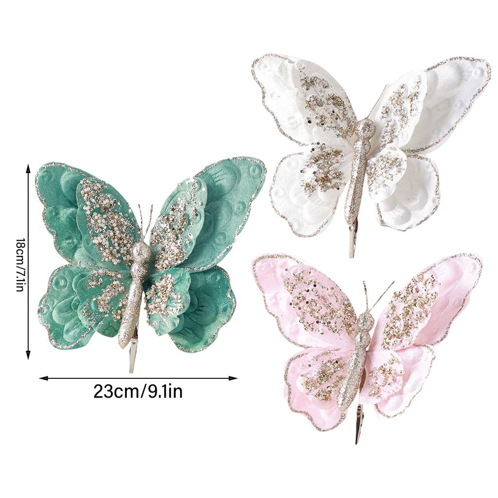 Butterflies with Clip for Wedding and Home Florals Decorations Jewelry Craft Supplies Butterfly Christmas Party Ornament