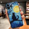 Artistic Starry Sky Cat Phone Case For iPhone 17 16 15 11 12 14 13 Pro Max Mini X XR 7 Plus 16E Shockproof Silicone Cover Fundas