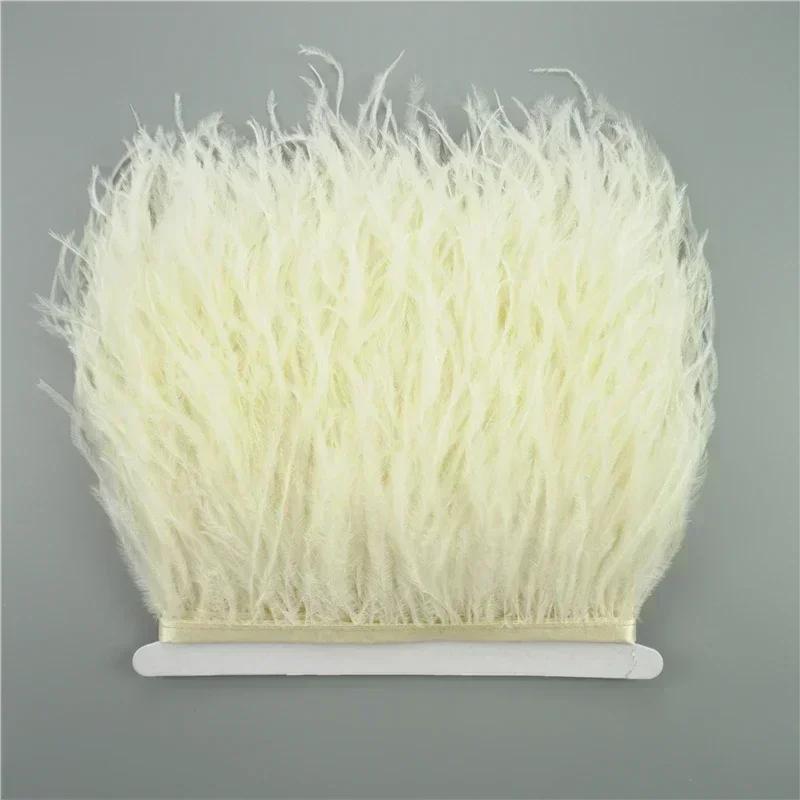 Feather10Meters Ostrich Feathers on Ribbon Tape 10-15cm 4-6" Feather Trim Boa for Clothes Sewing Trimmings Fringe Manmade Decorations